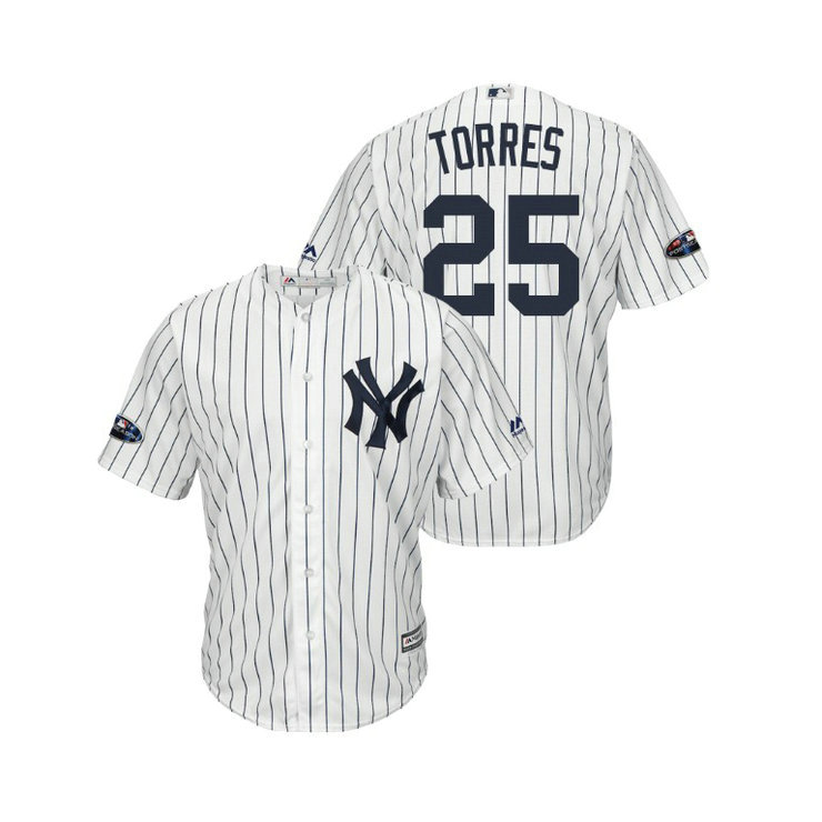 New York Yankees White #25 Gleyber Torres Cool Base Jersey