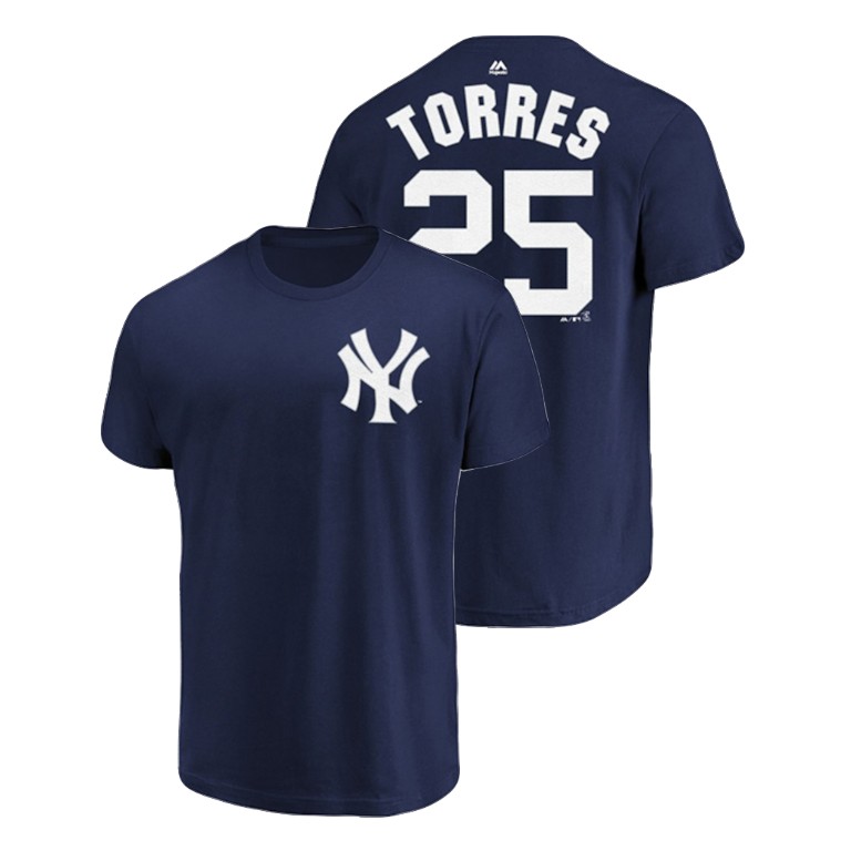 New York Yankees #25 Navy Gleyber Torres Name & Number Majestic Official T-Shirt