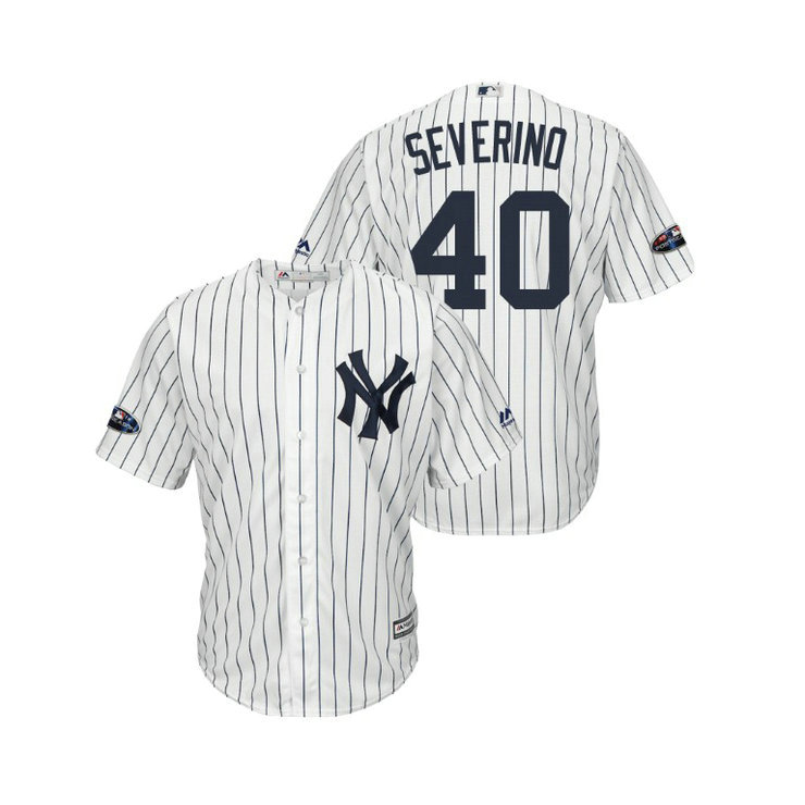 New York Yankees White #40 Luis Severino Cool Base Jersey