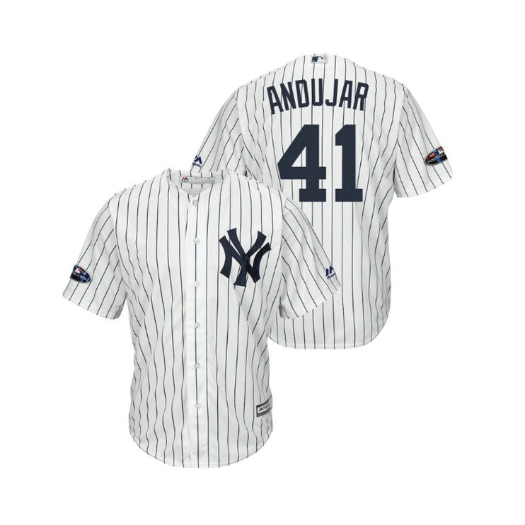 New York Yankees White #41 Miguel Andujar Cool Base Jersey