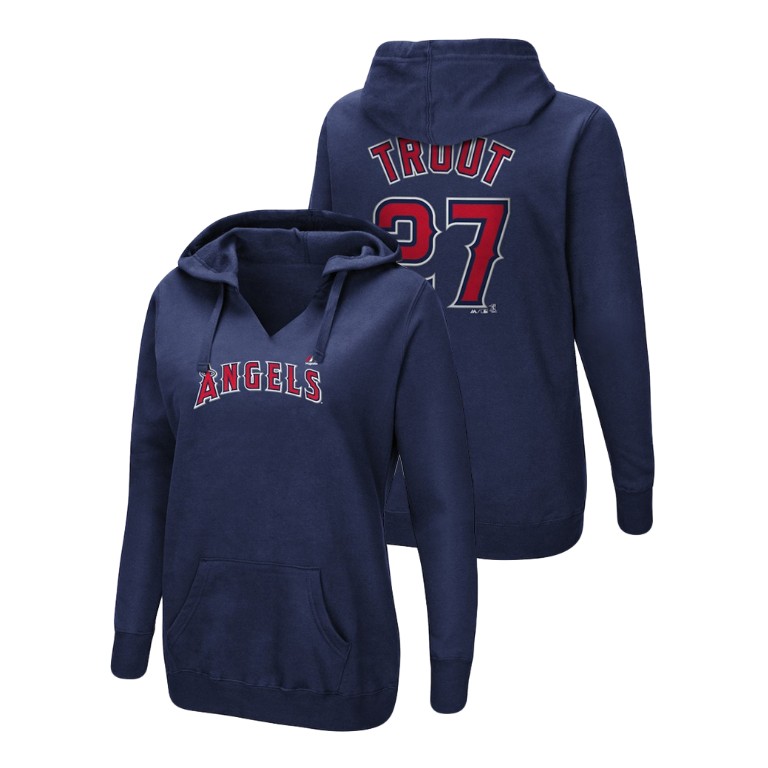 Women - Los Angeles Angels #27 Navy Mike Trout Name & Number Authentic Majestic Hoodie Women - Los Angeles Angels #27 Navy Mike Trout Name & Number Authentic Majestic Hoodie