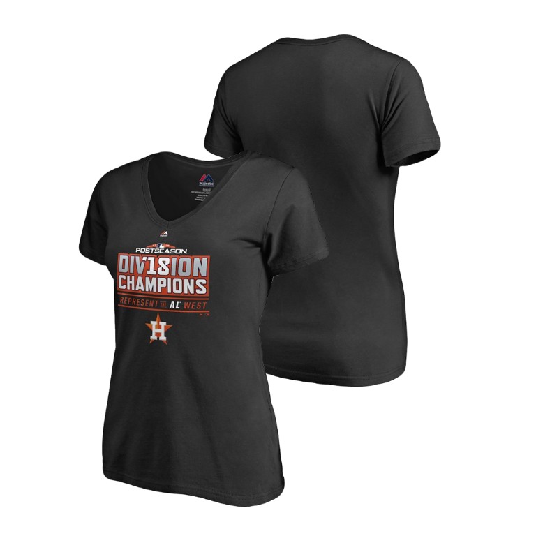 Women - Houston Astros Runner Black 2018 AL West Division Champions V-Neck T-Shirt Women - Houston Astros Runner Black 2018 AL West Division Champions V-Neck T-Shirt