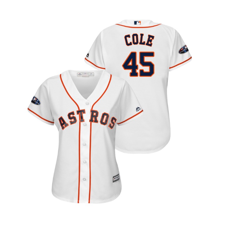 Women - Houston Astros White #45 Gerrit Cole Cool Base Jersey