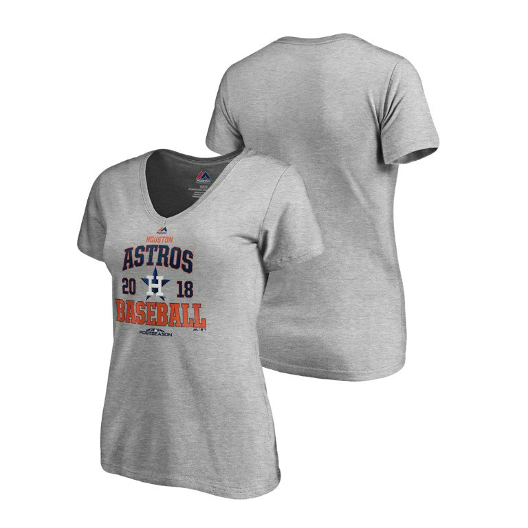 Women - Houston Astros Bases Heather Gray Majestic V-Neck T-Shirt Women - Houston Astros Bases Heather Gray Majestic V-Neck T-Shirt