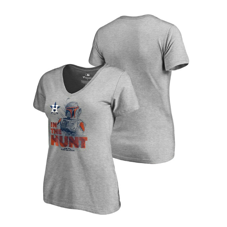 Women - Houston Astros Star Wars In The Hunt Heather Gray T-Shirt Women - Houston Astros Star Wars In The Hunt Heather Gray T-Shirt