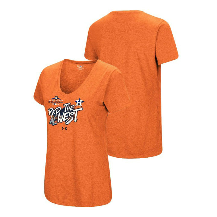 Women - Houston Astros City Repping Heather Orange 2018 AL West Division Champions Under Armour T-Shirt Women - Houston Astros City Repping Heather Orange 2018 AL West Division Champions Under Armour T-Shirt