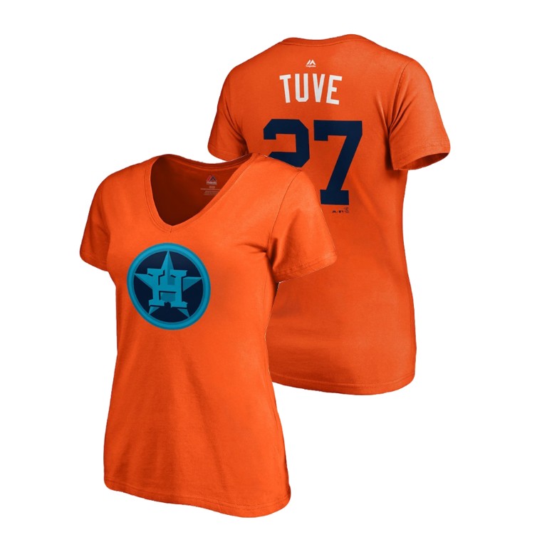 Women - Houston Astros Orange #27 Jose Altuve Tuve T-Shirt