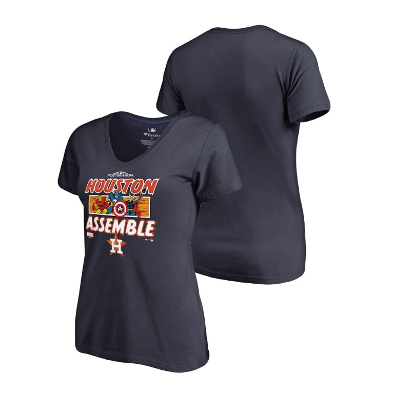 Women - Houston Astros Marvel Avengers Assemble Navy T-Shirt