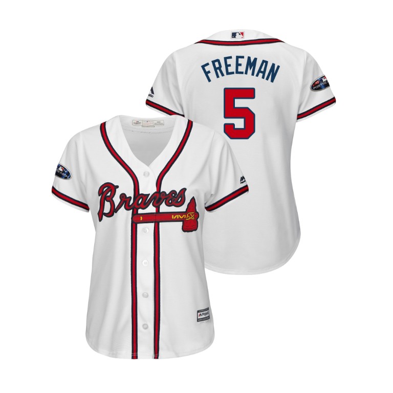 Women - Atlanta Braves White #5 Freddie Freeman Cool Base Jersey