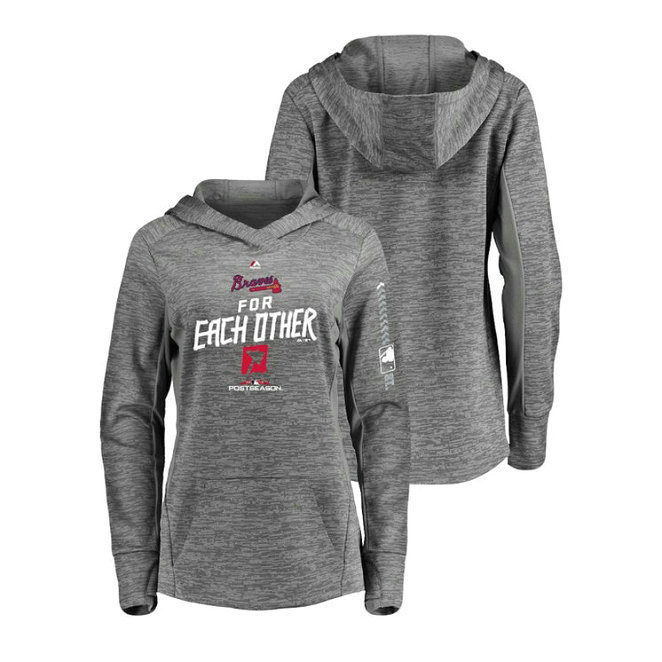 Women - Atlanta Braves Streak Fleece Gray Authentic Collection Hoodie Women - Atlanta Braves Streak Fleece Gray Authentic Collection Hoodie