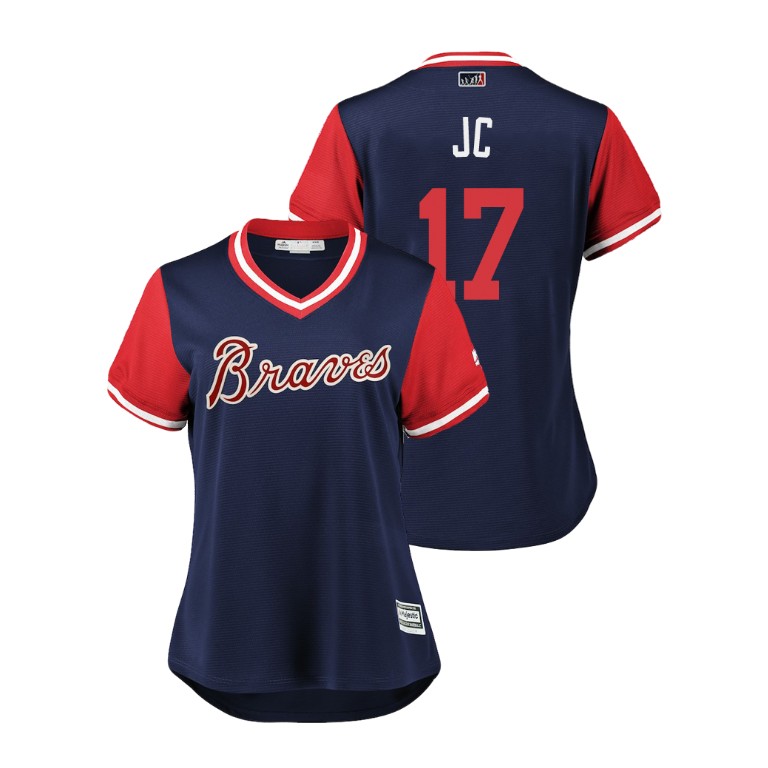 Women - Atlanta Braves Navy #17 Johan Camargo JC Jersey