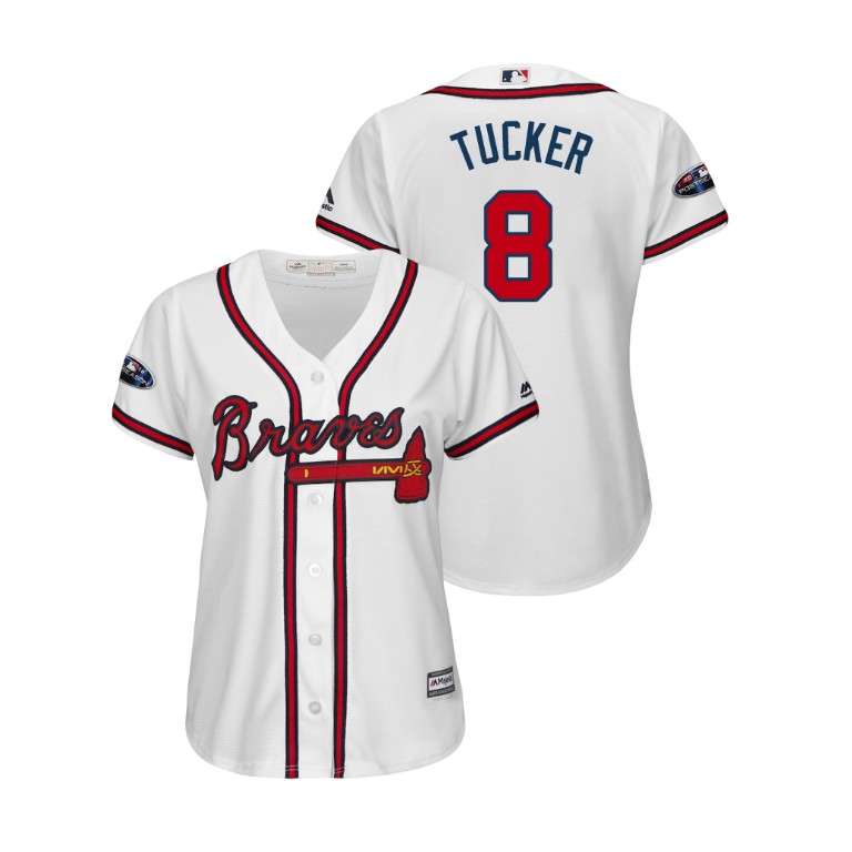 Women - Atlanta Braves White #8 Preston Tucker Cool Base Jersey Women - Atlanta Braves White #8 Preston Tucker Cool Base Jersey