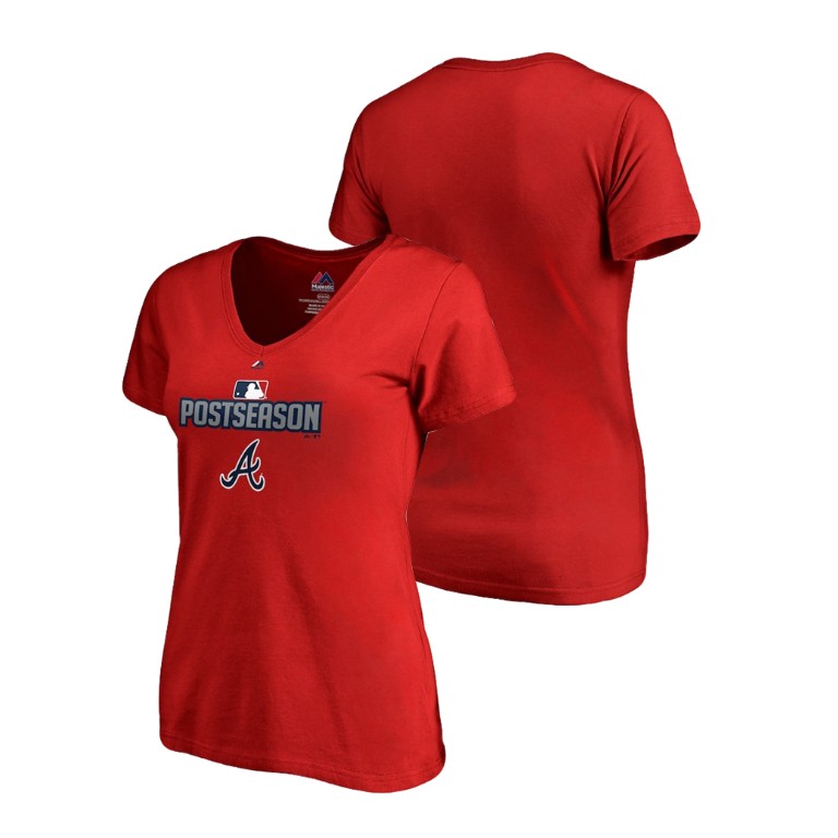 Women - Atlanta Braves Deck Red Majestic V-Neck T-Shirt Women - Atlanta Braves Deck Red Majestic V-Neck T-Shirt