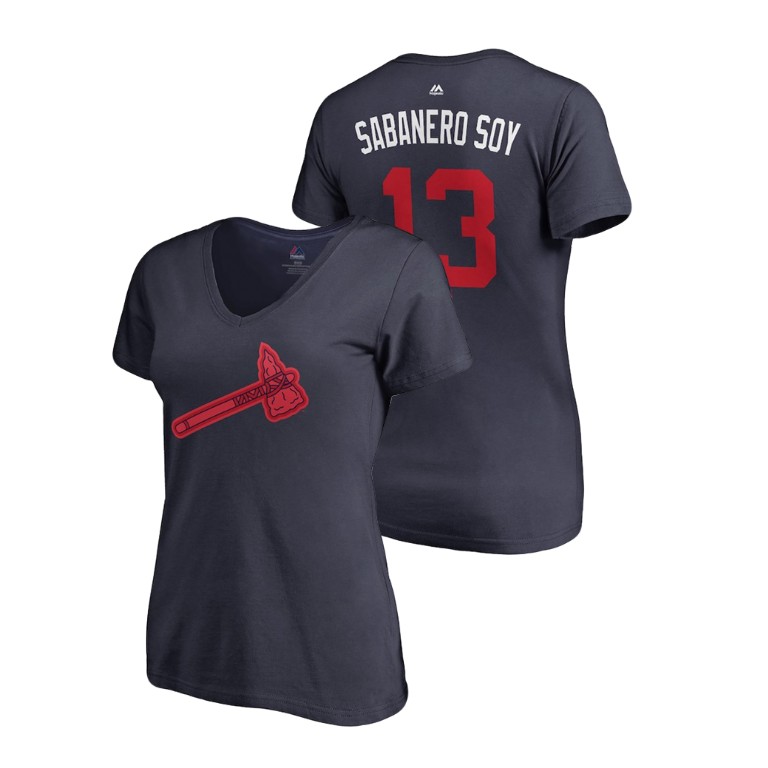 Women - Atlanta Braves Navy #13 Ronald Acuna Jr. Sabanero Soy T-Shirt Women - Atlanta Braves Navy #13 Ronald Acuna Jr. Sabanero Soy T-Shirt