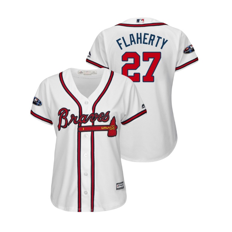 Women - Atlanta Braves White #27 Ryan Flaherty Cool Base Jersey