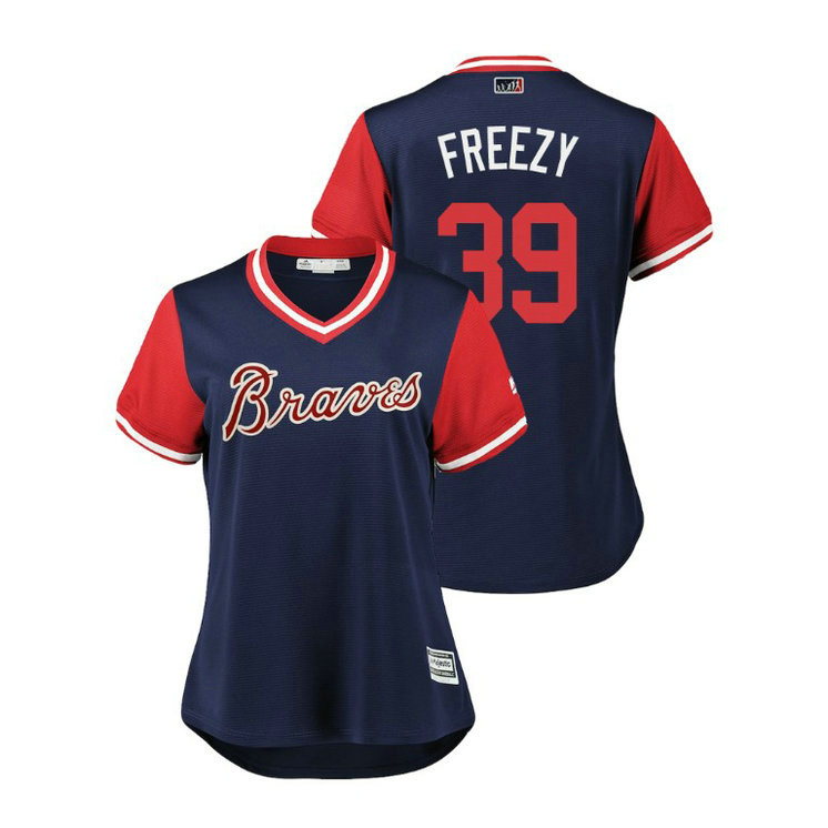 Women - Atlanta Braves Navy #39 Sam Freeman Freezy Jersey Women - Atlanta Braves Navy #39 Sam Freeman Freezy Jersey