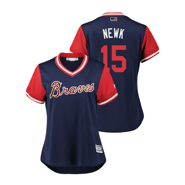 Women - Atlanta Braves Navy #15 Sean Newcomb Newk Jersey
