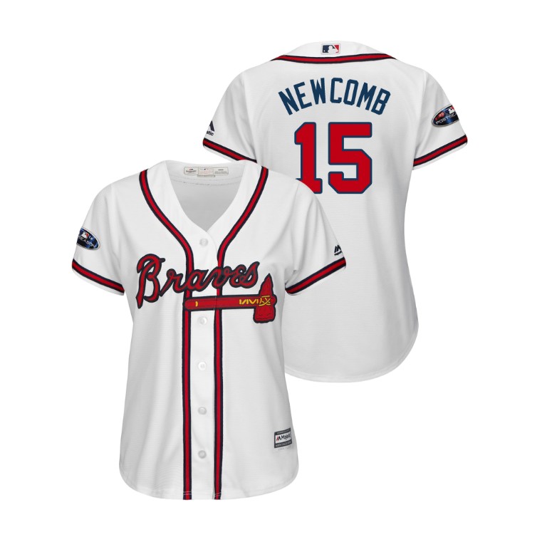 Women - Atlanta Braves White #15 Sean Newcomb Cool Base Jersey