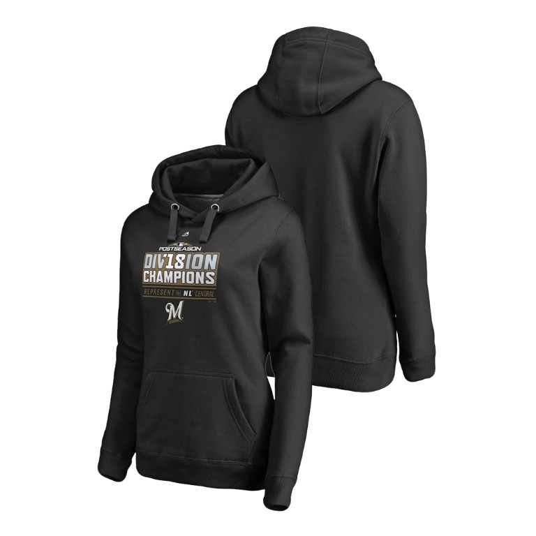 Women - Milwaukee Brewers Runner Black 2018 NL Central Division Champions Majestic Hoodie Women - Milwaukee Brewers Runner Black 2018 NL Central Division Champions Majestic Hoodie