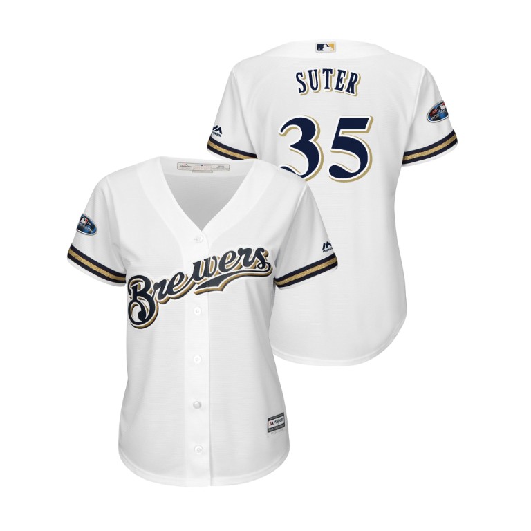 Women - Milwaukee Brewers White #35 Brent Suter Cool Base Jersey Women - Milwaukee Brewers White #35 Brent Suter Cool Base Jersey