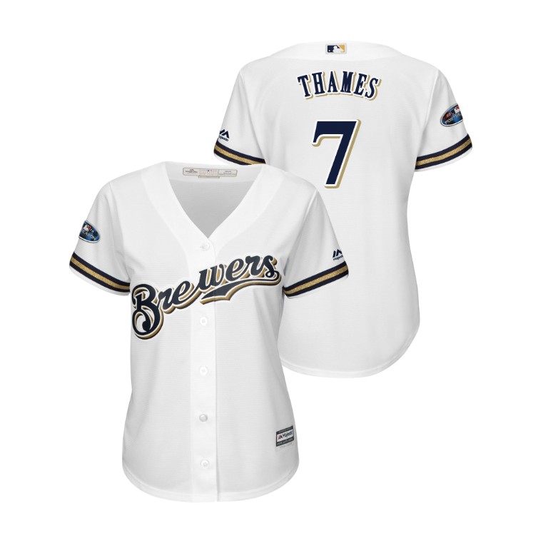 Women - Milwaukee Brewers White #7 Eric Thames Cool Base Jersey Women - Milwaukee Brewers White #7 Eric Thames Cool Base Jersey