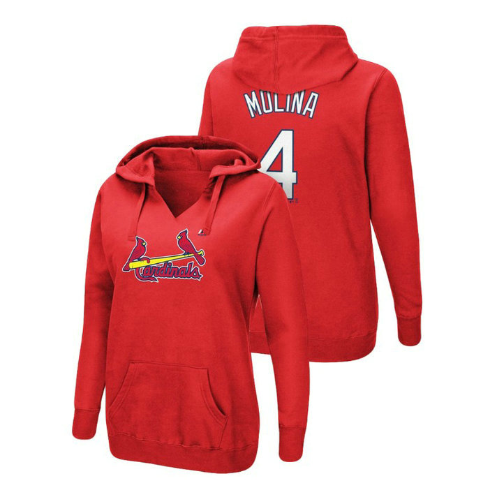 Women - St. Louis Cardinals #4 Red Yadier Molina Name & Number Authentic Majestic Hoodie Women - St. Louis Cardinals #4 Red Yadier Molina Name & Number Authentic Majestic Hoodie