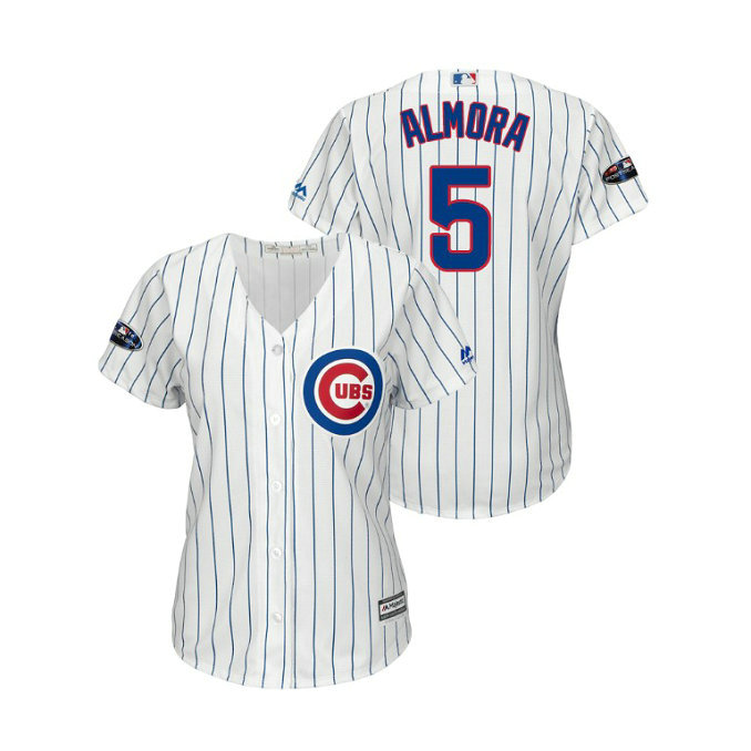 Women - Chicago Cubs White #5 Albert Almora Jr Cool Base Jersey