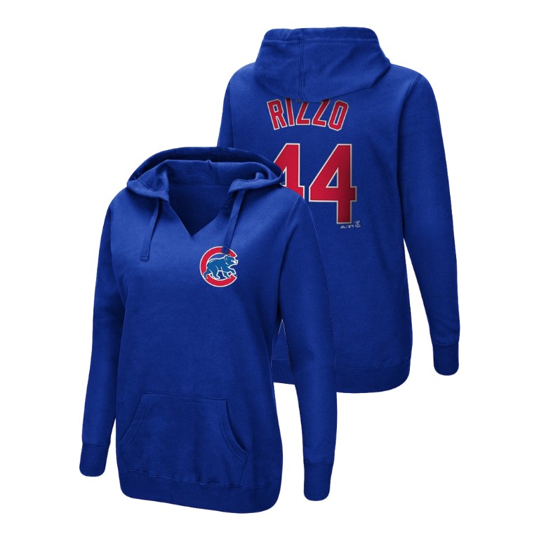 Women - Chicago Cubs #44 Royal Anthony Rizzo Name & Number Authentic Majestic Hoodie Women - Chicago Cubs #44 Royal Anthony Rizzo Name & Number Authentic Majestic Hoodie