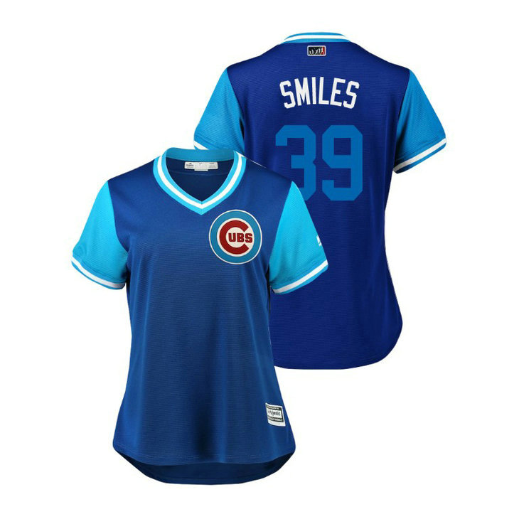 Women - Chicago Cubs Royal #39 Drew Smyly Smiles Jersey