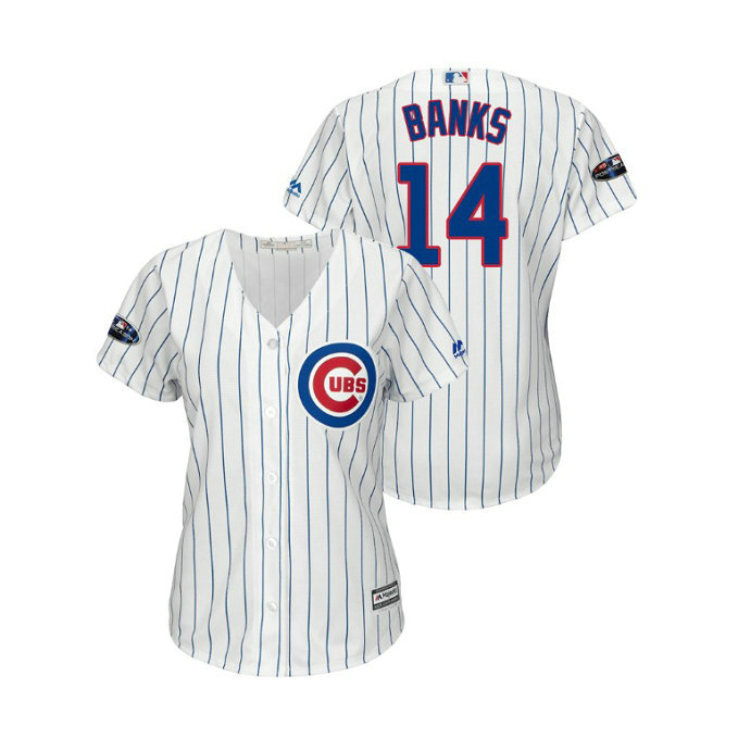 Women - Chicago Cubs White #14 Ernie Banks Cool Base Jersey