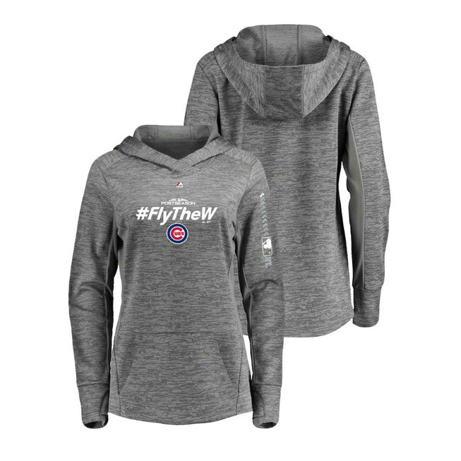 Women - Chicago Cubs Streak Fleece Gray Authentic Collection Hoodie Women - Chicago Cubs Streak Fleece Gray Authentic Collection Hoodie