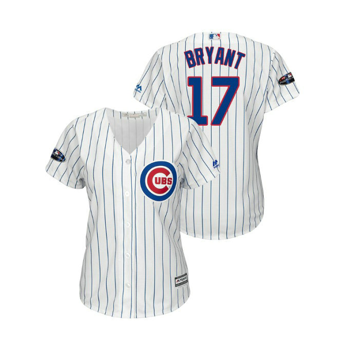 Women - Chicago Cubs White #17 Kris Bryant Cool Base Jersey