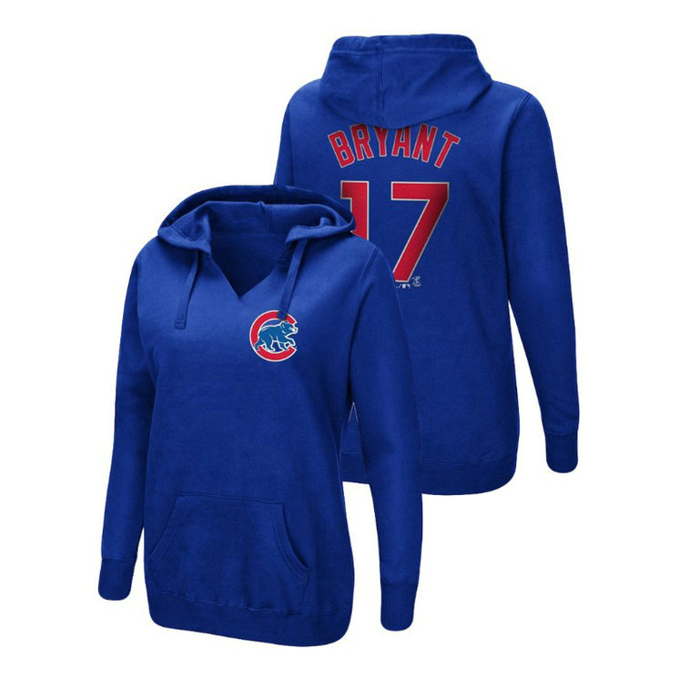 Women - Chicago Cubs #17 Royal Kris Bryant Name & Number Authentic Majestic Hoodie Women - Chicago Cubs #17 Royal Kris Bryant Name & Number Authentic Majestic Hoodie