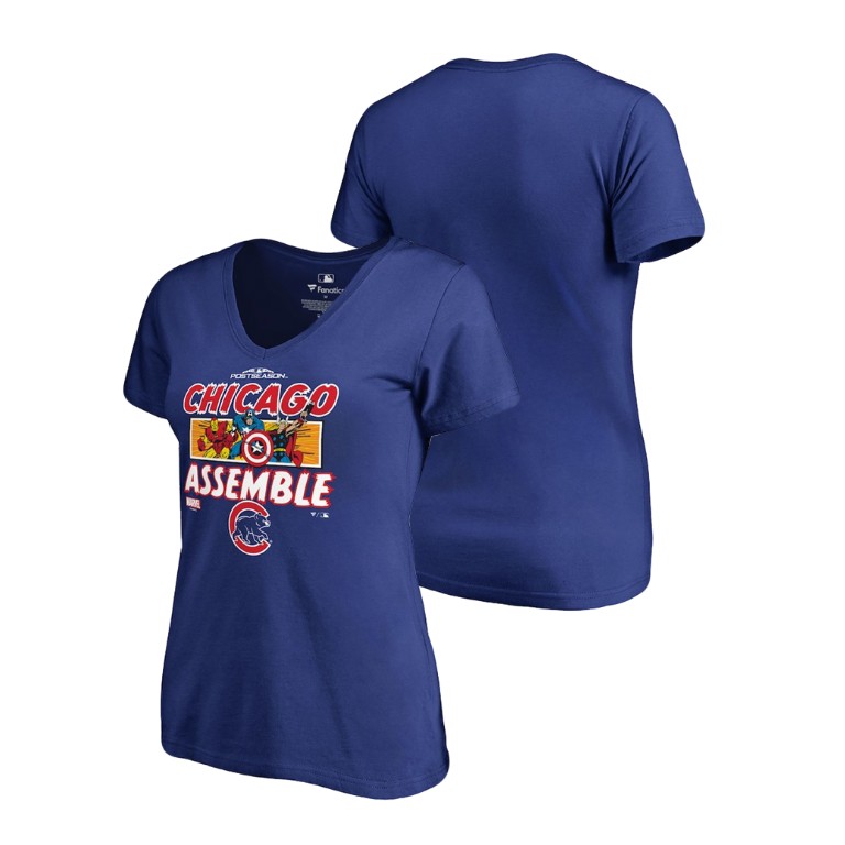 Women - Chicago Cubs Marvel Avengers Assemble Royal V-Neck T-Shirt Women - Chicago Cubs Marvel Avengers Assemble Royal V-Neck T-Shirt