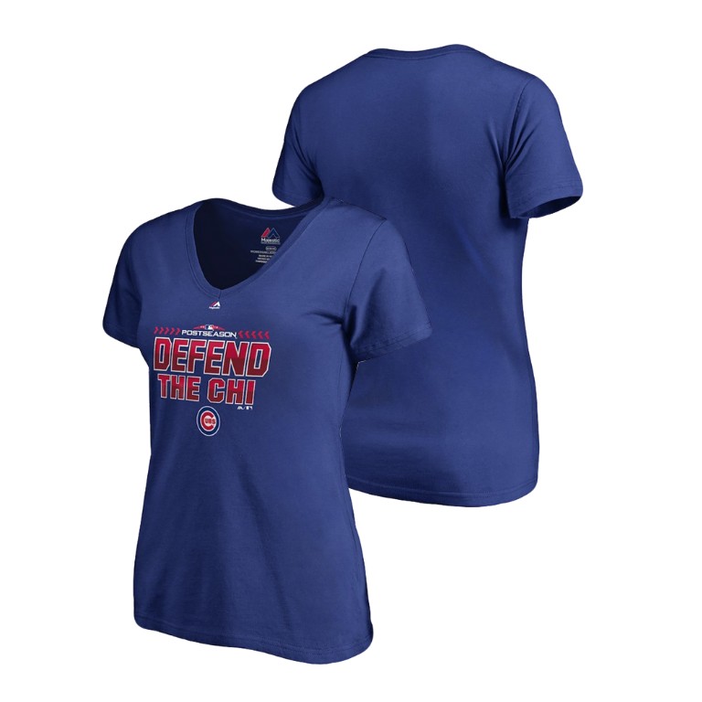 Women - Chicago Cubs NL Wild Card Locker Room Royal V-Neck T-Shirt Women - Chicago Cubs NL Wild Card Locker Room Royal V-Neck T-Shirt