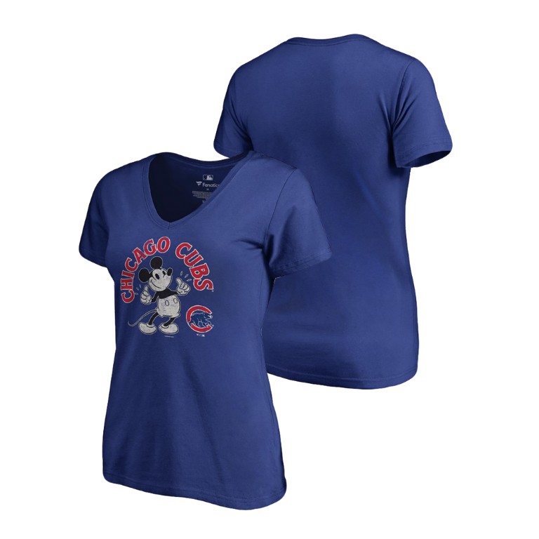 Women - Chicago Cubs V-Neck Royal Disney Mickey's True Original Arch T-Shirt Women - Chicago Cubs V-Neck Royal Disney Mickey's True Original Arch T-Shirt