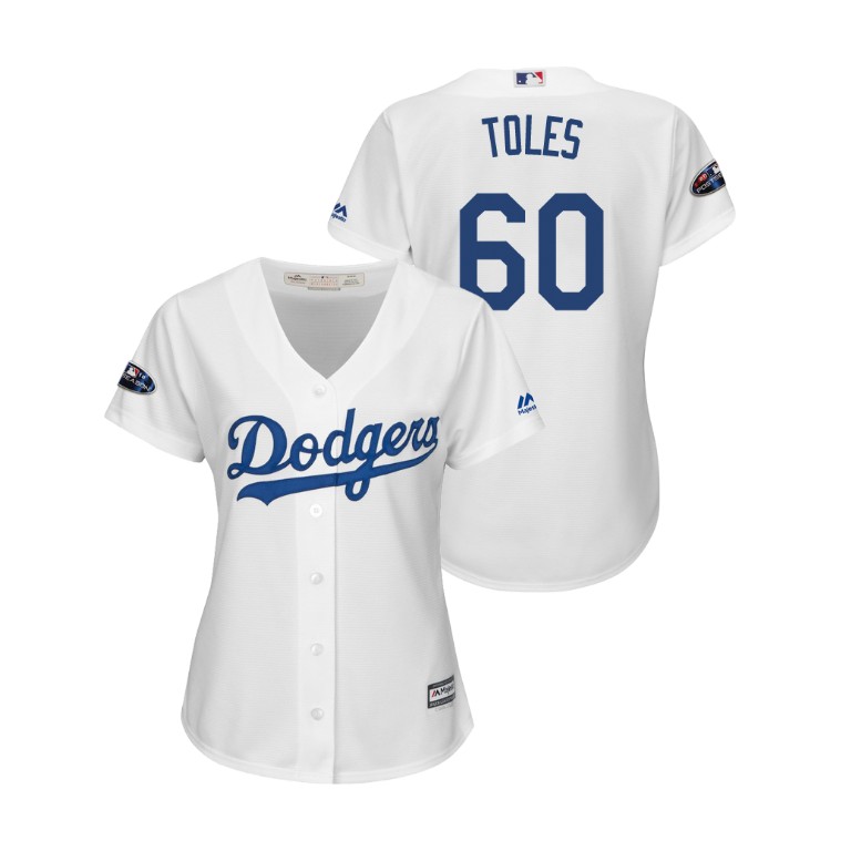Women - Los Angeles Dodgers White #60 Andrew Toles Cool Base Jersey Women - Los Angeles Dodgers White #60 Andrew Toles Cool Base Jersey