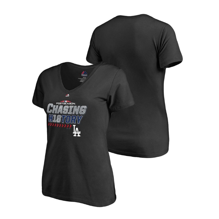 Women - Los Angeles Dodgers Clincher Locker Room Black 2018 Division Series V-Neck T-Shirt Women - Los Angeles Dodgers Clincher Locker Room Black 2018 Division Series V-Neck T-Shirt