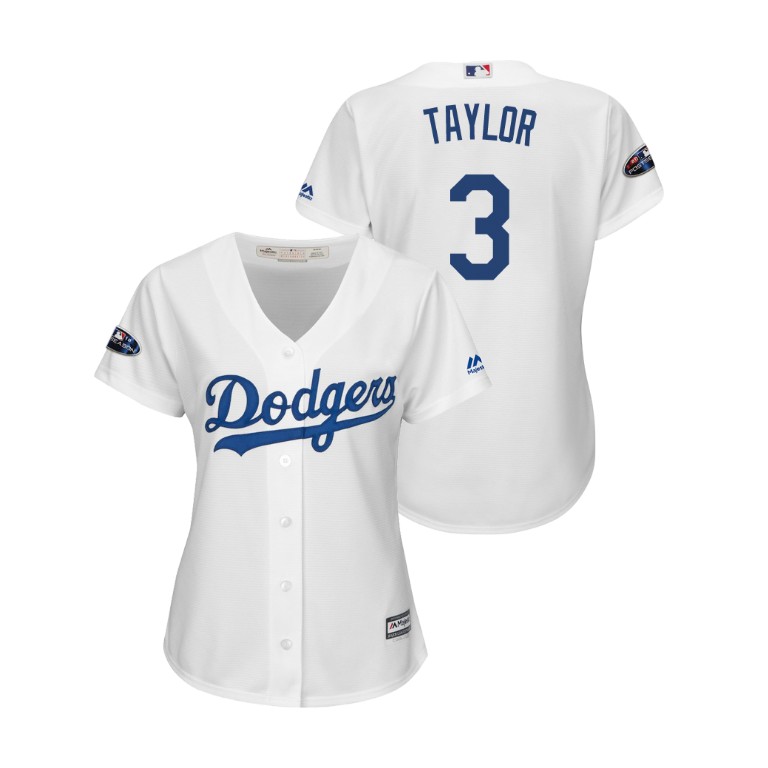 Women - Los Angeles Dodgers White #3 Chris Taylor Cool Base Jersey