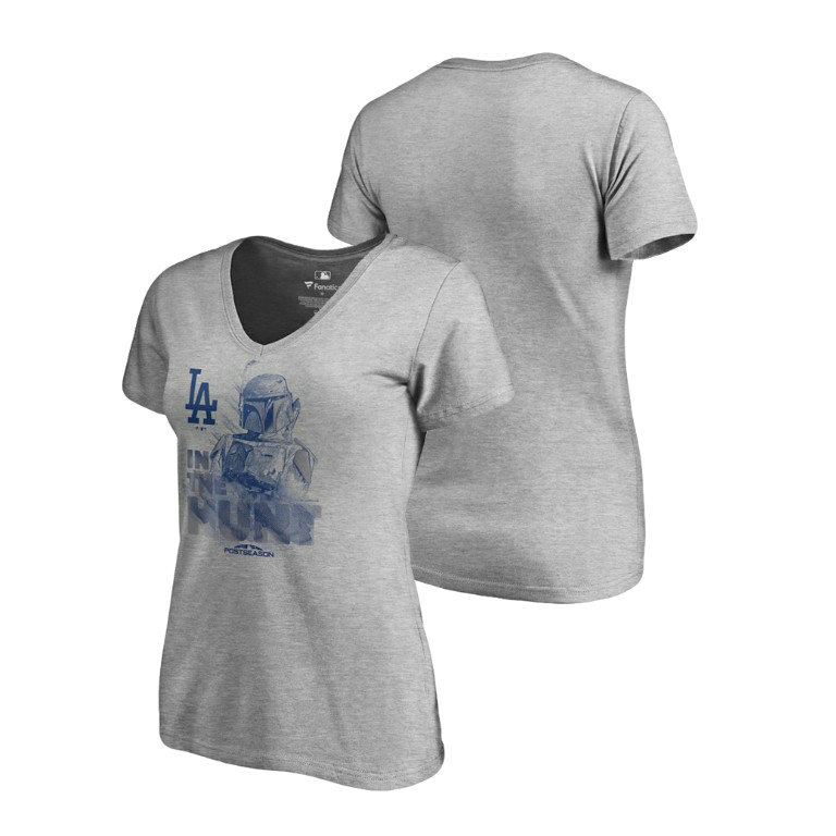 Women - Los Angeles Dodgers Star Wars In The Hunt Heather Gray T-Shirt