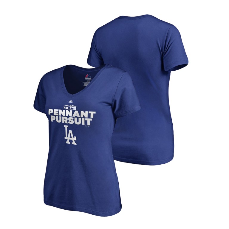 Women - Los Angeles Dodgers Pennant Pursuit Royal 2018 NLCS Leadoff V-Neck T-Shirt Women - Los Angeles Dodgers Pennant Pursuit Royal 2018 NLCS Leadoff V-Neck T-Shirt