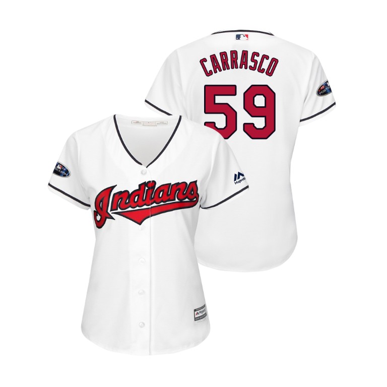 Women - Cleveland Indians White #59 Carlos Carrasco Cool Base Jersey Women - Cleveland Indians White #59 Carlos Carrasco Cool Base Jersey