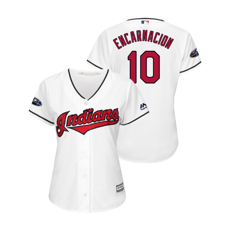 Women - Cleveland Indians White #10 Edwin Encarnacion Cool Base Jersey Women - Cleveland Indians White #10 Edwin Encarnacion Cool Base Jersey