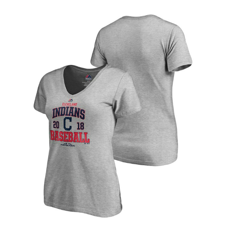 Women - Cleveland Indians Bases Heather Gray V-Neck Majestic T-Shirt Women - Cleveland Indians Bases Heather Gray V-Neck Majestic T-Shirt