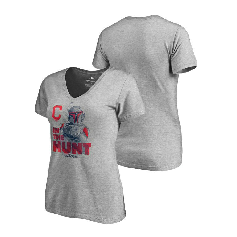Women - Cleveland Indians Star Wars In The Hunt Heather Gray V-Neck T-Shirt