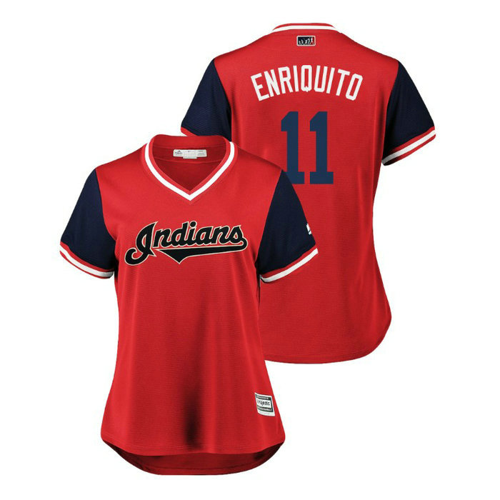 Women - Cleveland Indians Red #11 Jose Ramirez Enriquito Jersey