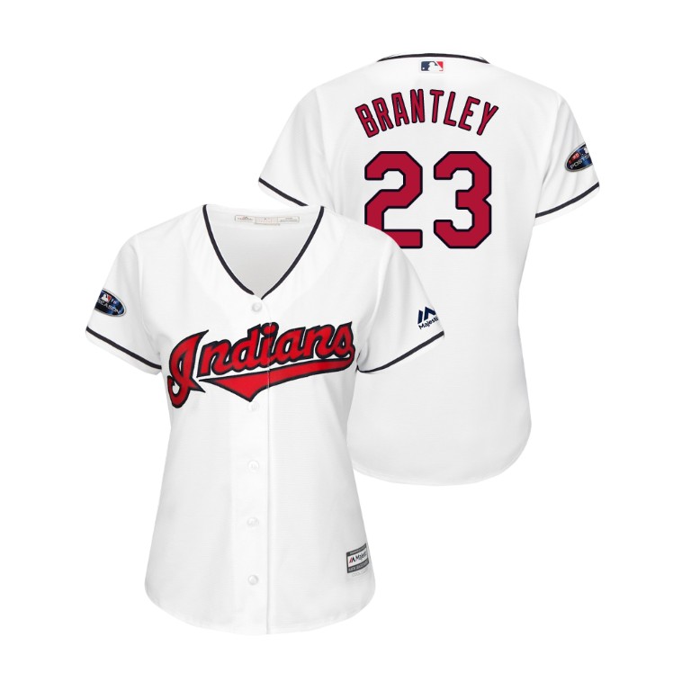 Women - Cleveland Indians White #23 Michael Brantley Cool Base Jersey