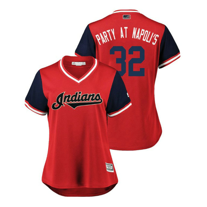 Women - Cleveland Indians Red #32 Mike Napoli Party at Napoli's Jersey