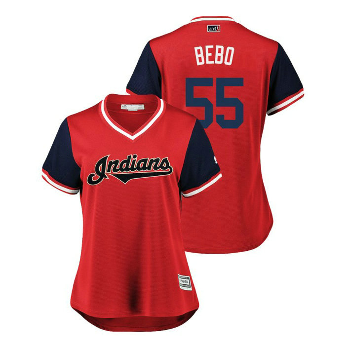 Women - Cleveland Indians Red #55 Roberto Perez Bebo Jersey