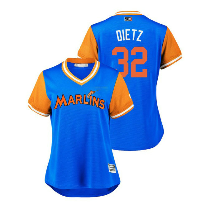 Women - Miami Marlins Light Blue #32 Derek Dietrich Dietz Jersey Women - Miami Marlins Light Blue #32 Derek Dietrich Dietz Jersey